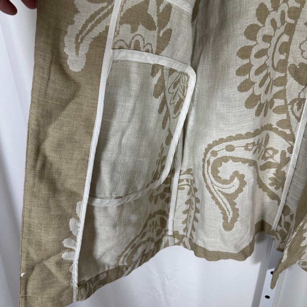 Chico's Oatmeal Cream Jacquard 3/4 Sleeve Jacket Sz 2 (L) Neutral Office‎ Church - Picture 6 of 14